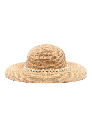Main View - Click To Enlarge Main View - Click To Enlarge - LAURENCE & CHICO - 'Raffia' Pearl embellished straw bowl hat