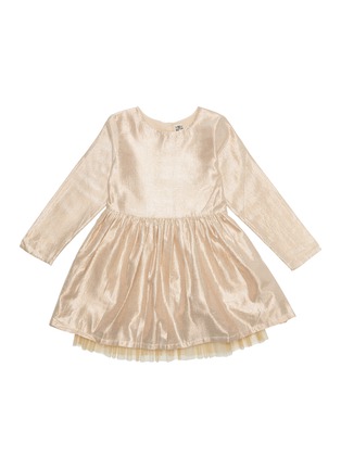 Main View - Click To Enlarge - BONTON - Kids gold lamé flared dress