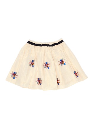 Main View - Click To Enlarge - BONTON - Kids gold lamé pleated skirt