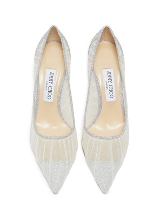 Detail View - Click To Enlarge - JIMMY CHOO - 'Love' tulle overlay glitter pumps