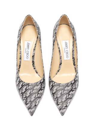 Detail View - Click To Enlarge - JIMMY CHOO - 'Love 85' monogram print glitter leather pumps
