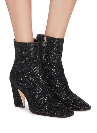 Figure View - Click To Enlarge - JIMMY CHOO - 'Mavin 85' crystal trim glitter ankle boots