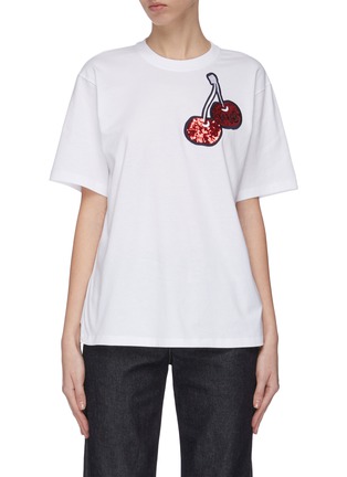 Main View - Click To Enlarge - VICTORIA, VICTORIA BECKHAM - Cherry sequin embroidered T-shirt