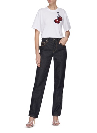 Figure View - Click To Enlarge - VICTORIA, VICTORIA BECKHAM - Cherry sequin embroidered T-shirt