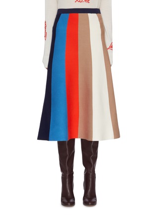 Main View - Click To Enlarge - VICTORIA, VICTORIA BECKHAM - Colourblock stripe A line skirt