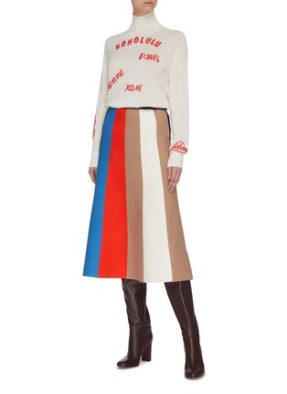 Figure View - Click To Enlarge - VICTORIA, VICTORIA BECKHAM - Colourblock stripe A line skirt