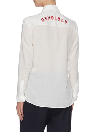 Back View - Click To Enlarge - VICTORIA, VICTORIA BECKHAM - City text embroidered chest pocket shirt