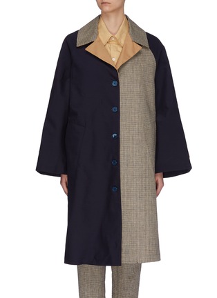 Main View - Click To Enlarge - BARENA - 'Leonia' colourblock check panel coat