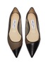 Detail View - Click To Enlarge - JIMMY CHOO - 'Love' asymmetric honeycomb net leather skimmer flats