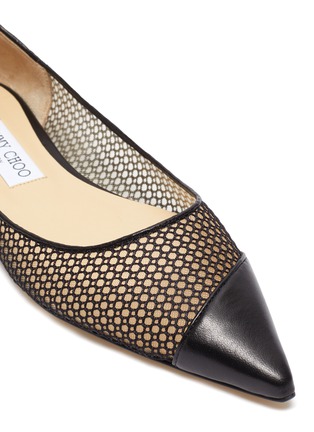 Detail View - Click To Enlarge - JIMMY CHOO - 'Love' asymmetric honeycomb net leather skimmer flats