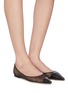 Figure View - Click To Enlarge - JIMMY CHOO - 'Love' asymmetric honeycomb net leather skimmer flats