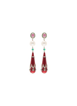 Main View - Click To Enlarge - BUTLER & WILSON - Ruby green garnet and white topaz earrings