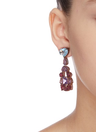 Figure View - Click To Enlarge - BUTLER & WILSON - 'Heart' ruby topaz amethyst drop earrings