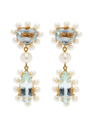 Main View - Click To Enlarge - BUTLER & WILSON - Blue topaz and green amethyst small freshwater pearls earrings