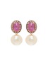 Main View - Click To Enlarge - BUTLER & WILSON - Oval cut ruby blue topaz drop pearl earrings