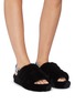Figure View - Click To Enlarge - UGG - 'Fluff Yeah' logo band fur slingback sandals