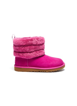 Main View - Click To Enlarge - UGG - 'Fluff Mini Quilted' faux fur cuff kids boots
