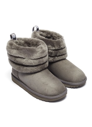 Figure View - Click To Enlarge - UGG - 'Fluff Mini Quilted' faux fur cuff kids boots