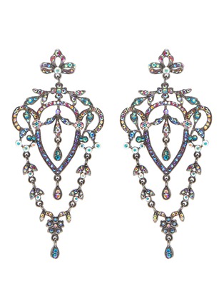 Main View - Click To Enlarge - BUTLER & WILSON - Flower and Leaves' Swarovski crystal drop chandelier earrings