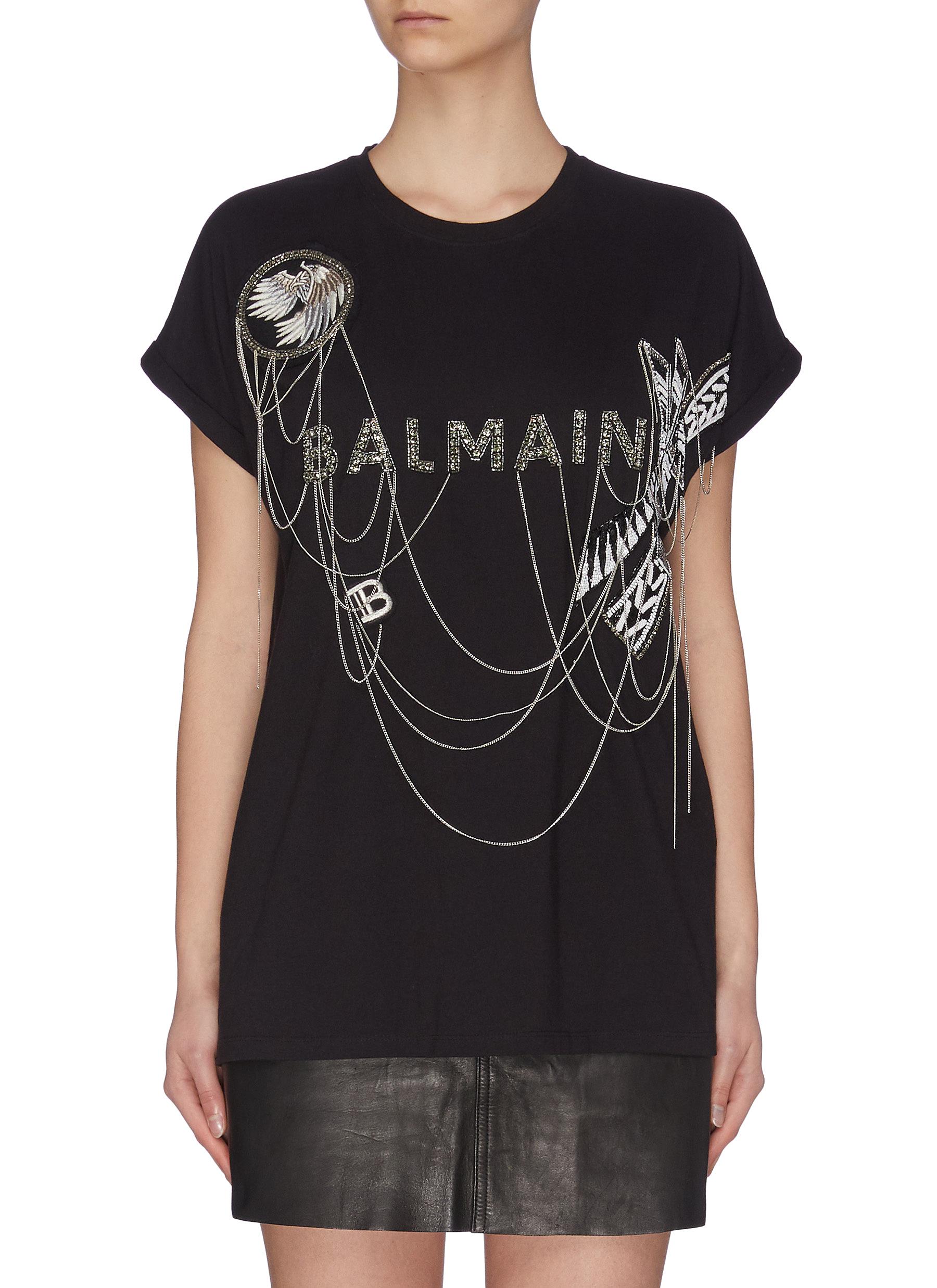 balmain embellished t shirt
