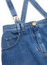 Detail View - Click To Enlarge - BALMAIN - Panelled distressed pleated suspender denim skirt