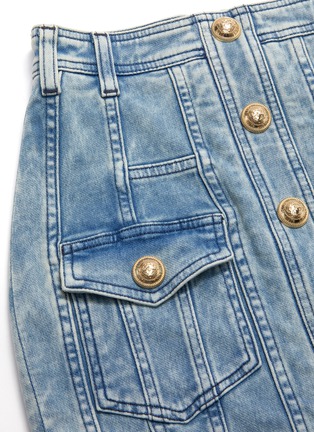 Detail View - Click To Enlarge - BALMAIN - Panelled button front denim mini skirt