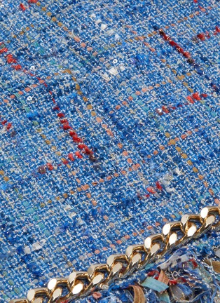 Detail View - Click To Enlarge - BALMAIN - Chain Embellished Denim Tweed Mini Skirt