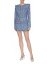 Figure View - Click To Enlarge - BALMAIN - Chain Embellished Denim Tweed Mini Skirt