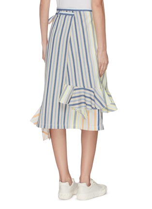 Back View - Click To Enlarge - JW ANDERSON - 'Parasol' ruffle stripe wrap skirt