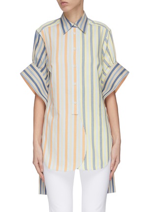 Main View - Click To Enlarge - JW ANDERSON - 'Parasol' drape tabs stripe shirt