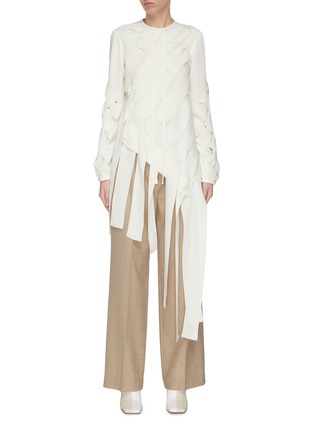 Main View - Click To Enlarge - JW ANDERSON - Basketweave fluid faille ribbon blouse