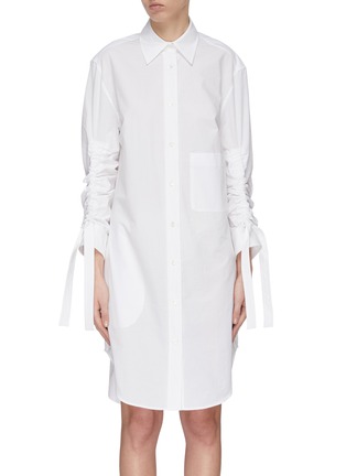 Main View - Click To Enlarge - JW ANDERSON - Gathered sleeve poplin shirtdress