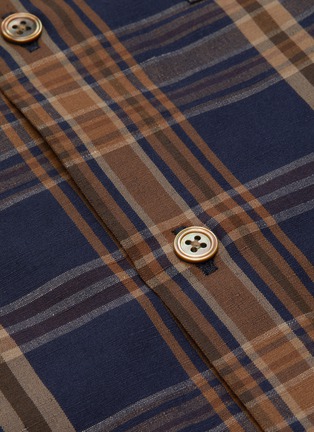  - CAMOSHITA - Mandarin collar check plaid button-up shirt