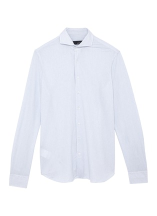 Main View - Click To Enlarge - LARDINI - Pinstripe French collar placket shirt