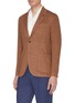 Front View - Click To Enlarge - LARDINI - Notch lapel linen jersey blazer