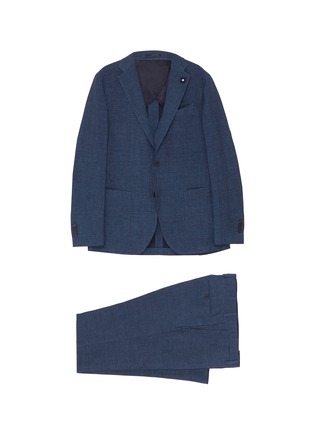 Main View - Click To Enlarge - LARDINI - Notch lapel linen tencel suit