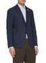 Front View - Click To Enlarge - LARDINI - Notch lapel microcheck water repellent blazer