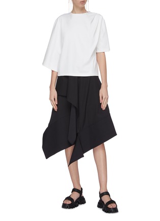 Figure View - Click To Enlarge - FFIXXED STUDIOS - Asymmetric gathered shoulder T-shirt