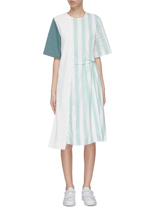 Main View - Click To Enlarge - FFIXXED STUDIOS - Asymmetric pin tuck detail stripe panel T-shirt dress