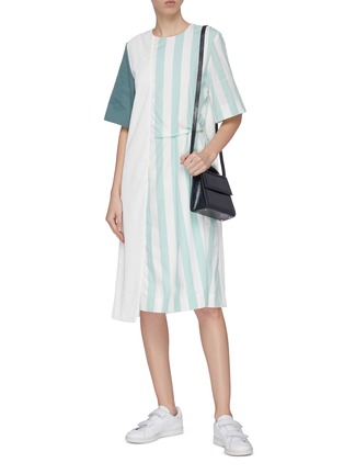 Figure View - Click To Enlarge - FFIXXED STUDIOS - Asymmetric pin tuck detail stripe panel T-shirt dress