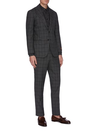 Front View - Click To Enlarge - RING JACKET - Notch lapel check plaid tropical wool suit