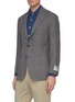 Front View - Click To Enlarge - RING JACKET - Notch lapel check plaid balloon wool blazer