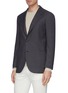 Front View - Click To Enlarge - RING JACKET - Notch lapel solid denim print wool blend blazer