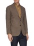 Front View - Click To Enlarge - RING JACKET - Notch lapel sleeve patch gun club check plaid wool blazer