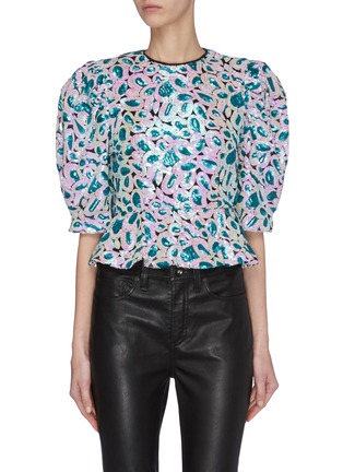 Main View - Click To Enlarge - ROTATE - 'Christina' sequin lantern sleeve top