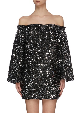 Main View - Click To Enlarge - ROTATE - 'Gloria' sequin off shoulder mini dress