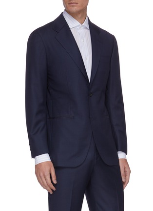 Front View - Click To Enlarge - TOMORROWLAND - Notch lapel check loro piana wool silk blend suit