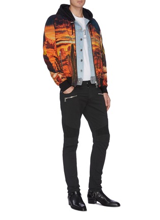 Figure View - Click To Enlarge - BALMAIN - Graphic print cupro bomber jacket