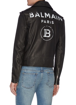 Back View - Click To Enlarge - BALMAIN - 'Perfecto' logo stamp leather jacket