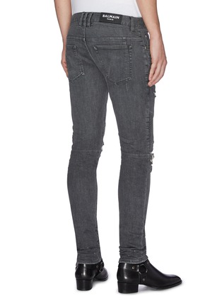 Back View - Click To Enlarge - BALMAIN - 'Destroy' distressed rib panel jeans